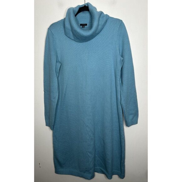Talbots Sweater Dress Blue Women’s Long Sleeve Turtleneck Size Large New NWT - Picture 1 of 8